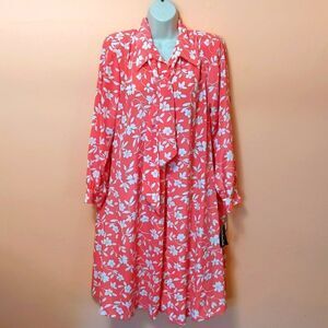 Vintage Draper's and Damon's epic 70's Coral Floral dress NWT 14P